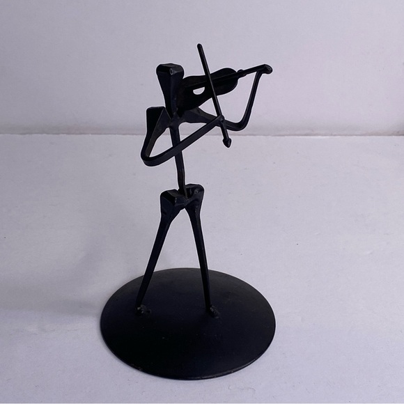Vintage Made in Spain Black Nail Art Violin Viola Strings Player Figurine - Picture 1 of 7
